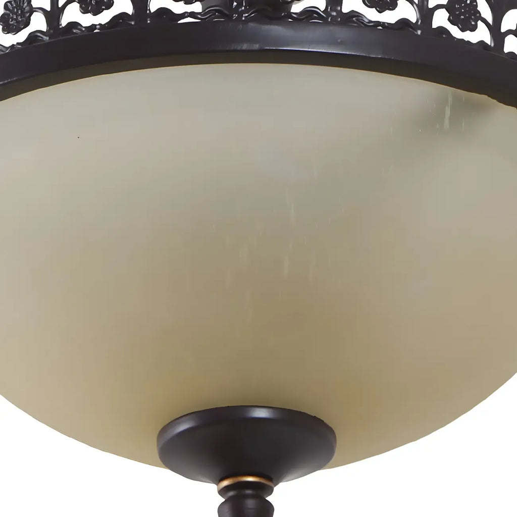 Traditional Black Round Frosted Glass Chandelier