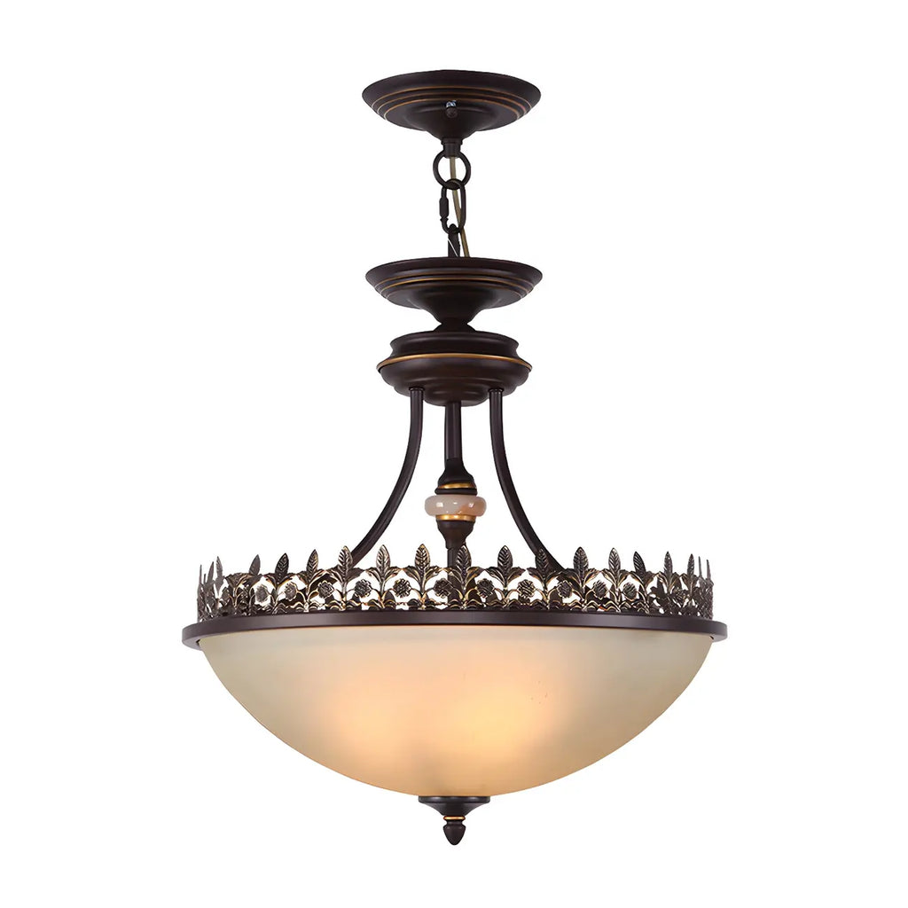 Traditional Black Round Frosted Glass Chandelier