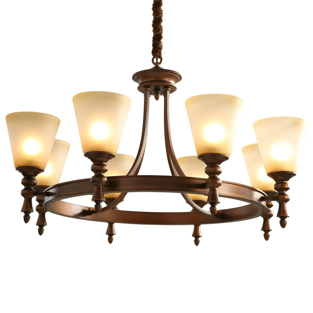 Coffee Beige Frosted Up Shade Classic Chandelier