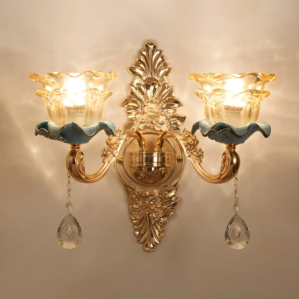 Glamorous Gold Wall Sconce with Crystal for Bedside Decor