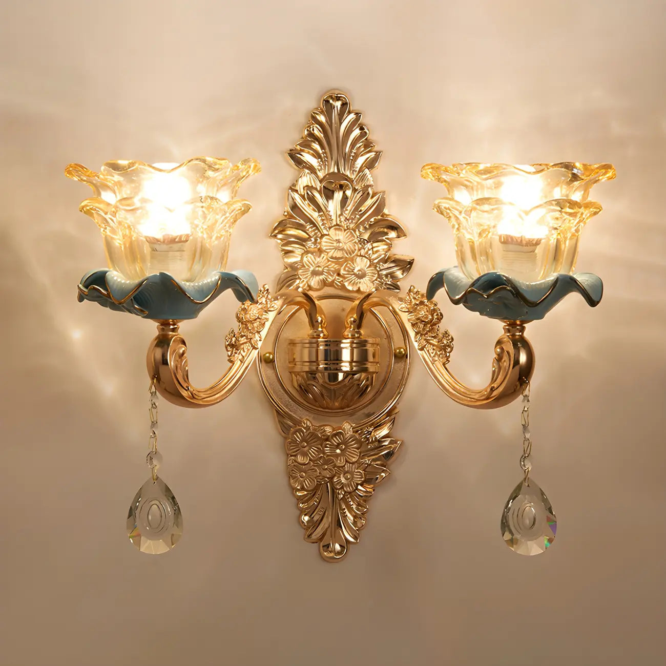 Glamorous Gold Wall Sconce with Crystal for Bedside Decor