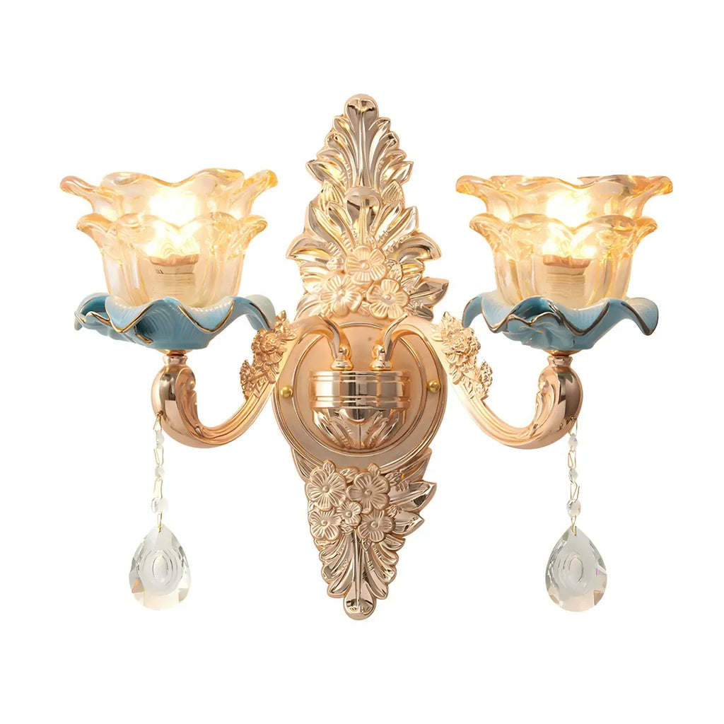 Glamorous Gold Wall Sconce with Crystal for Bedside Decor