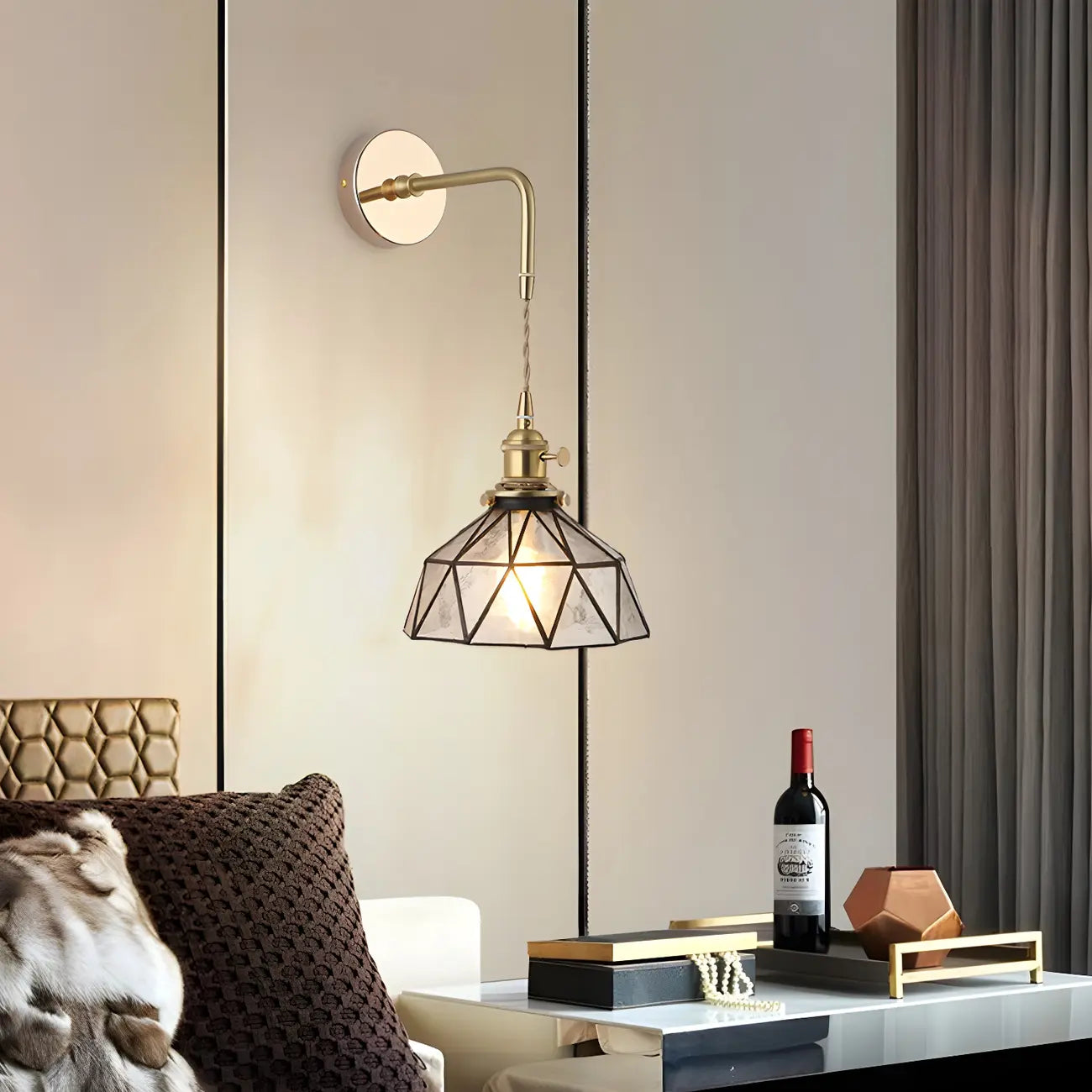 9 Inch Industrial Gold Glass LED Wall Sconce for Living Spaces