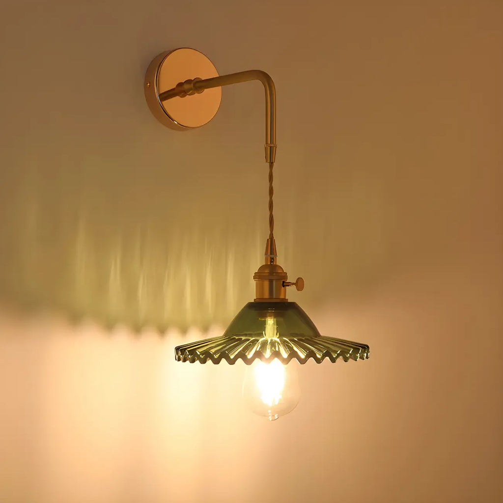 9 Inch Industrial Gold Glass LED Wall Sconce for Living Spaces