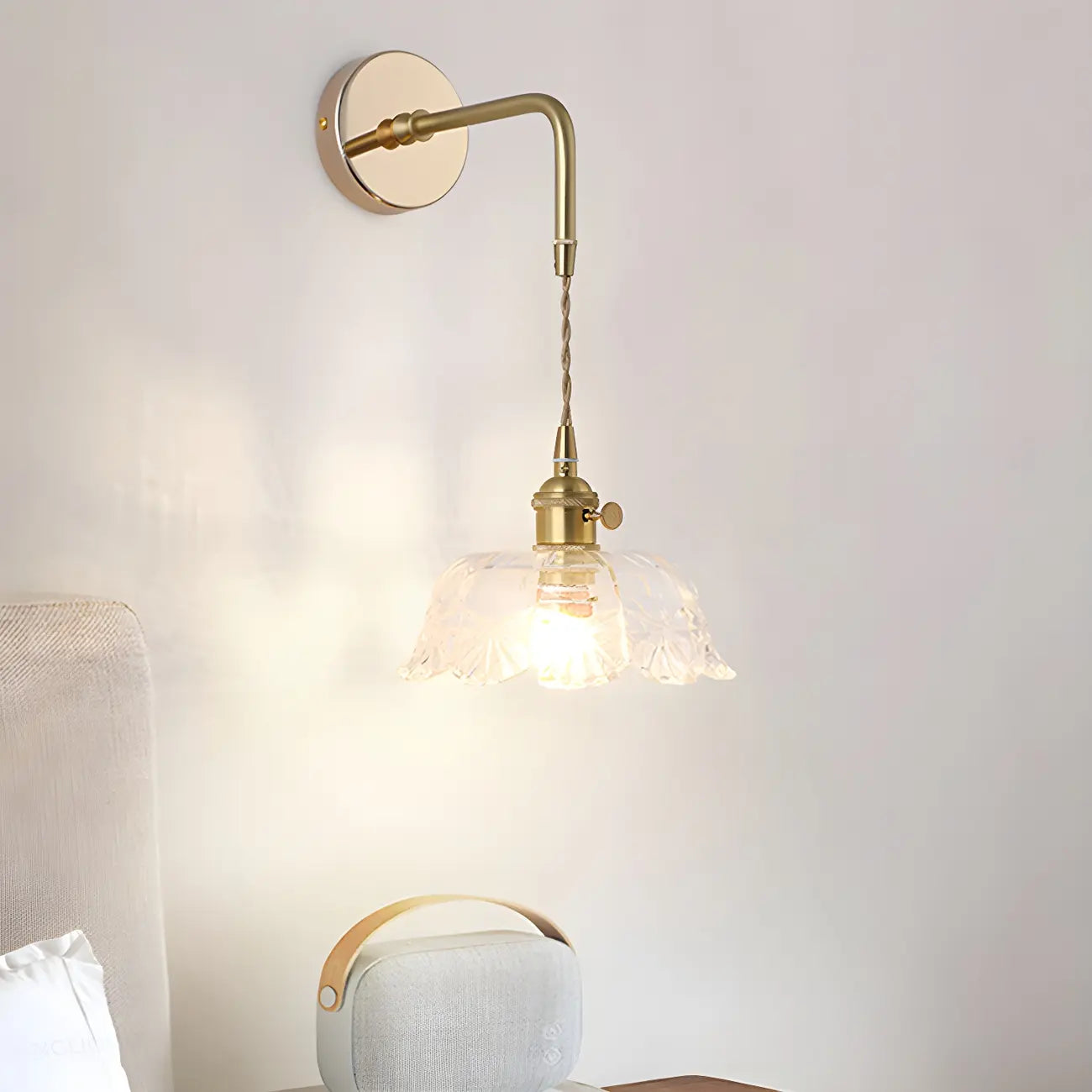 9 Inch Industrial Gold Glass LED Wall Sconce for Living Spaces