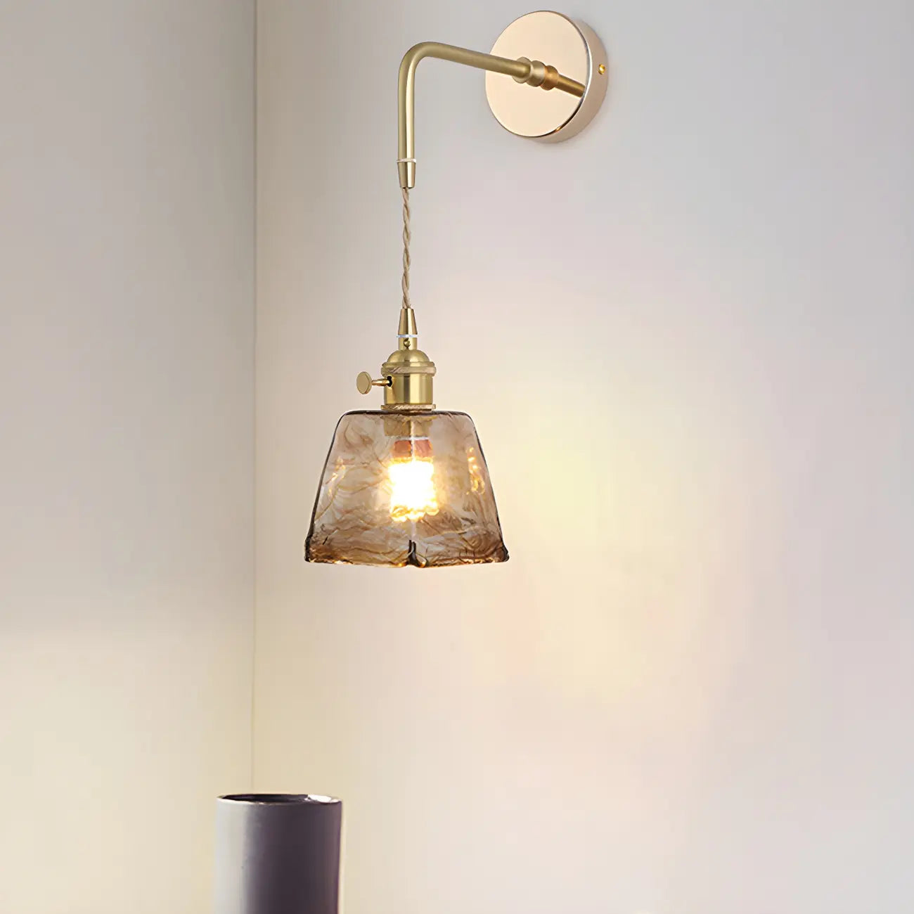 9 Inch Industrial Gold Glass LED Wall Sconce for Living Spaces