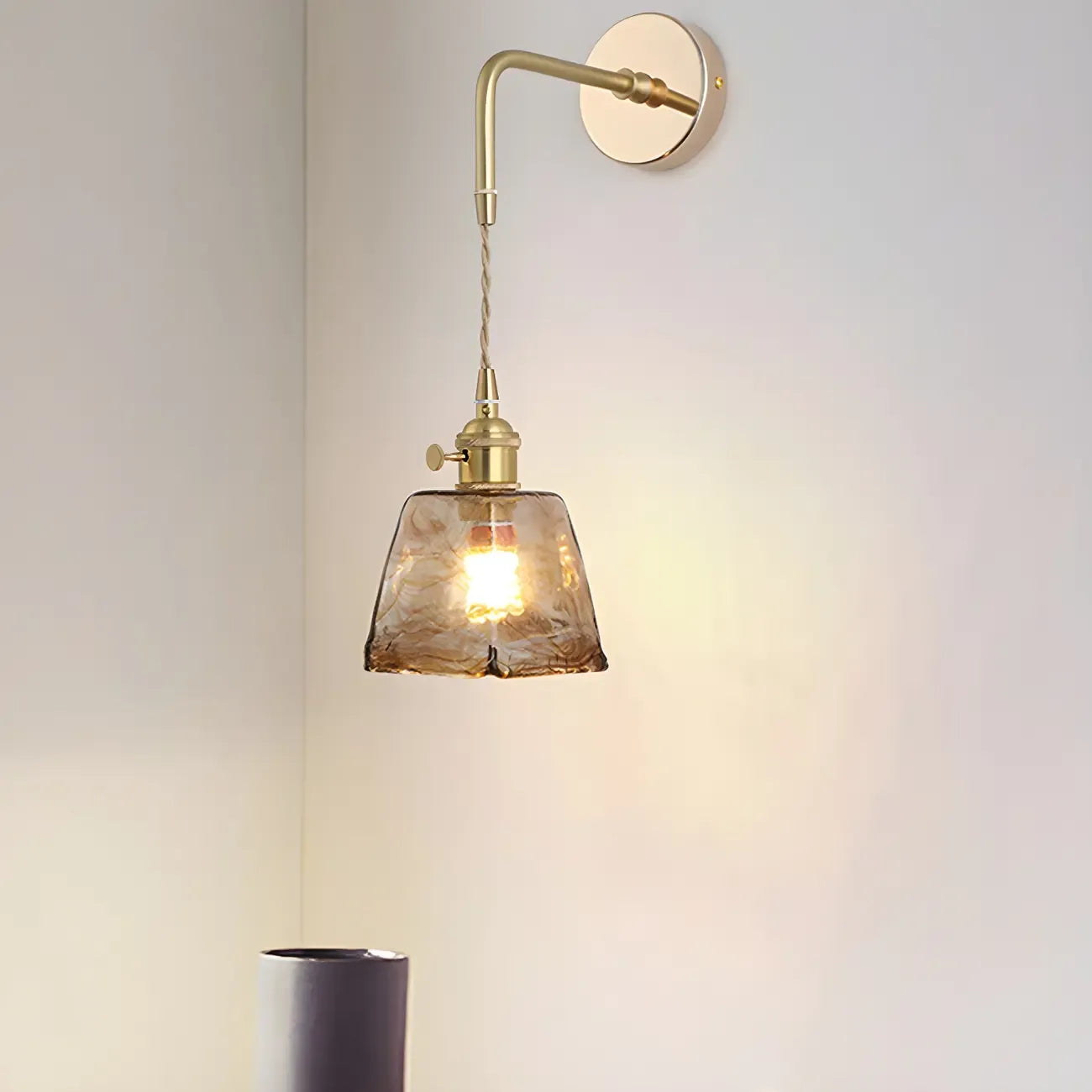 9 Inch Industrial Gold Glass LED Wall Sconce for Living Spaces