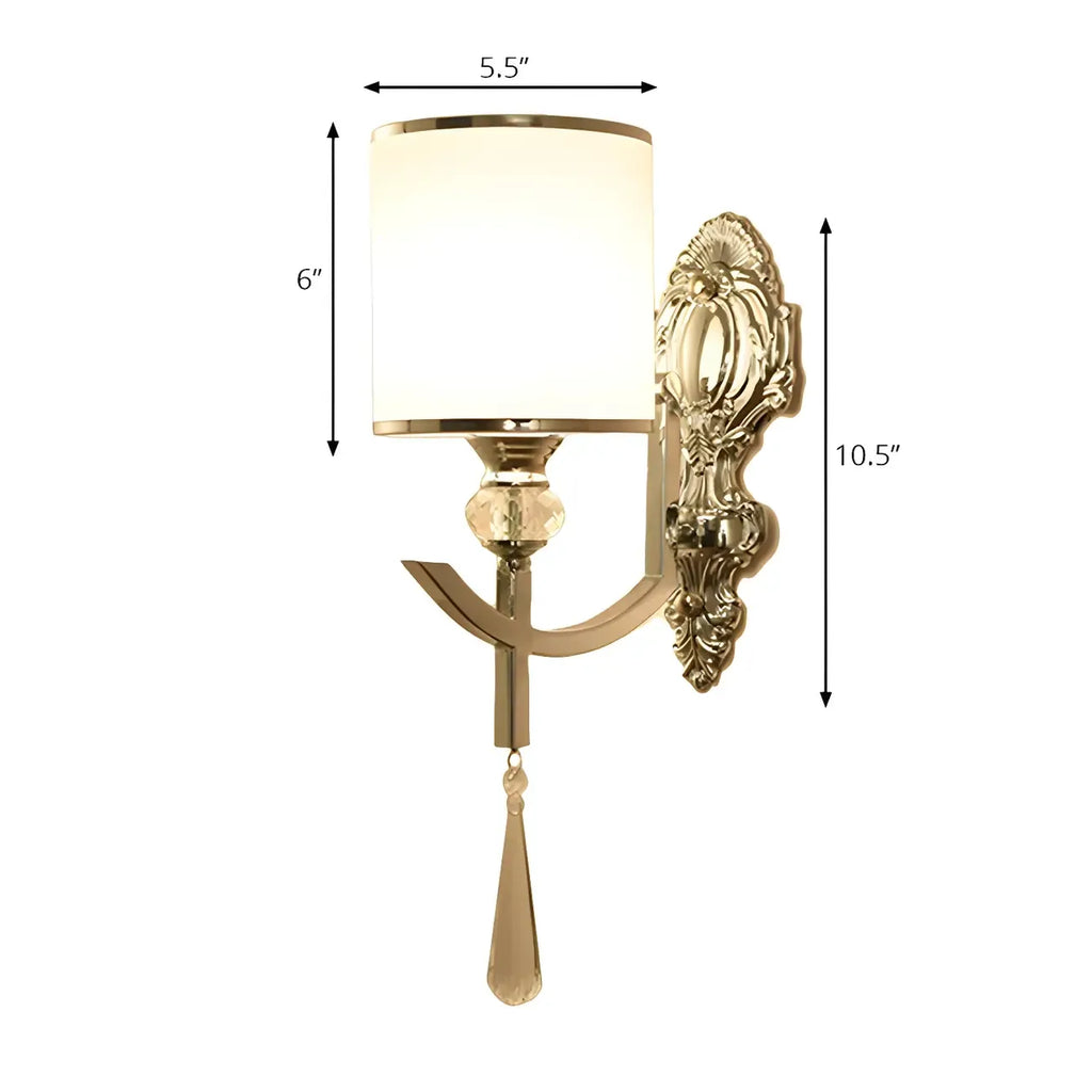 Modern Chrome Cylinder Shade Wall Sconce with Crystal