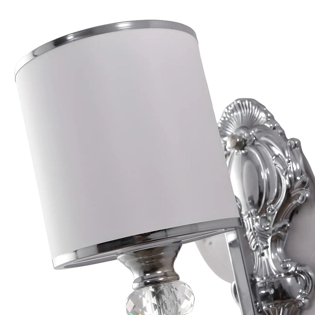Modern Chrome Cylinder Shade Wall Sconce with Crystal