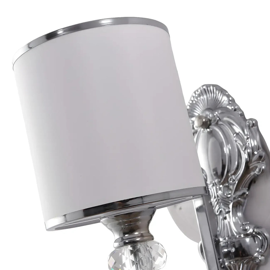 Modern Chrome Cylinder Shade Wall Sconce with Crystal