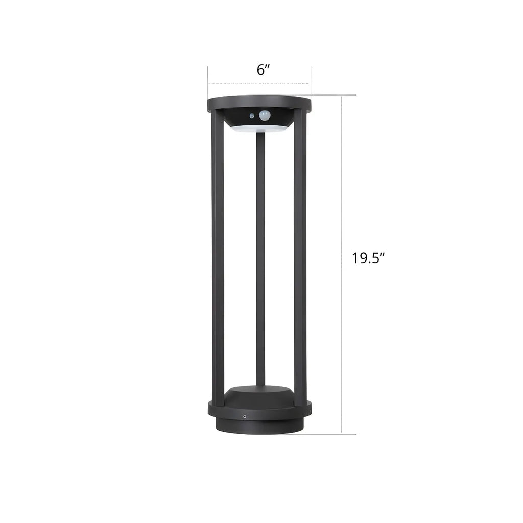 Open Cylindrical Black Metal Solar Landscape Lighting