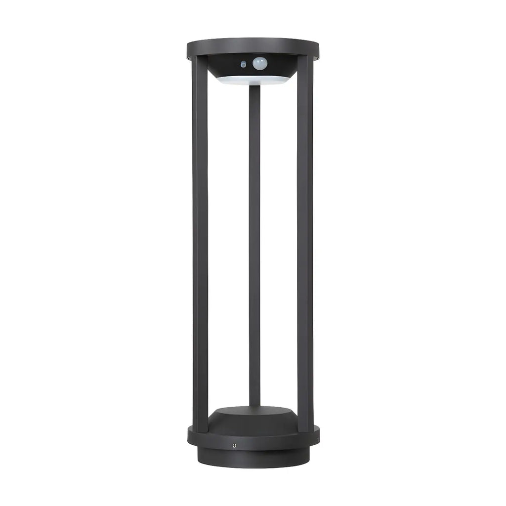 Open Cylindrical Black Metal Solar Landscape Lighting