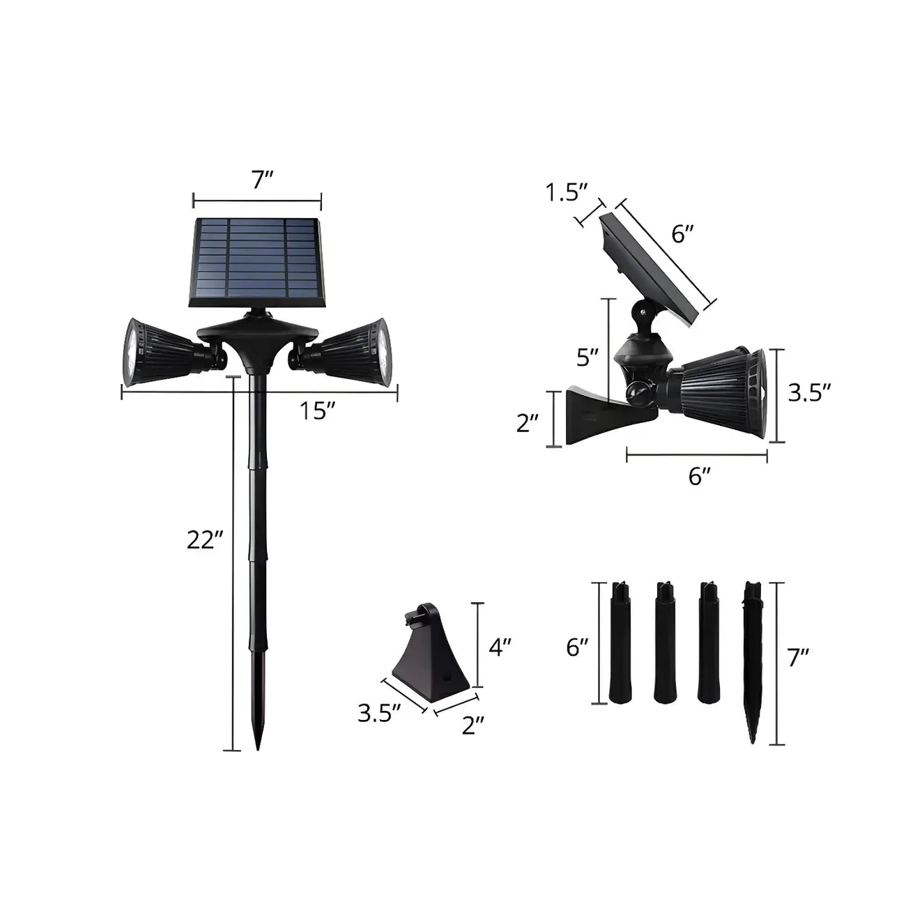 Modern Solar 2-Light Adjustable Landscape Lighting