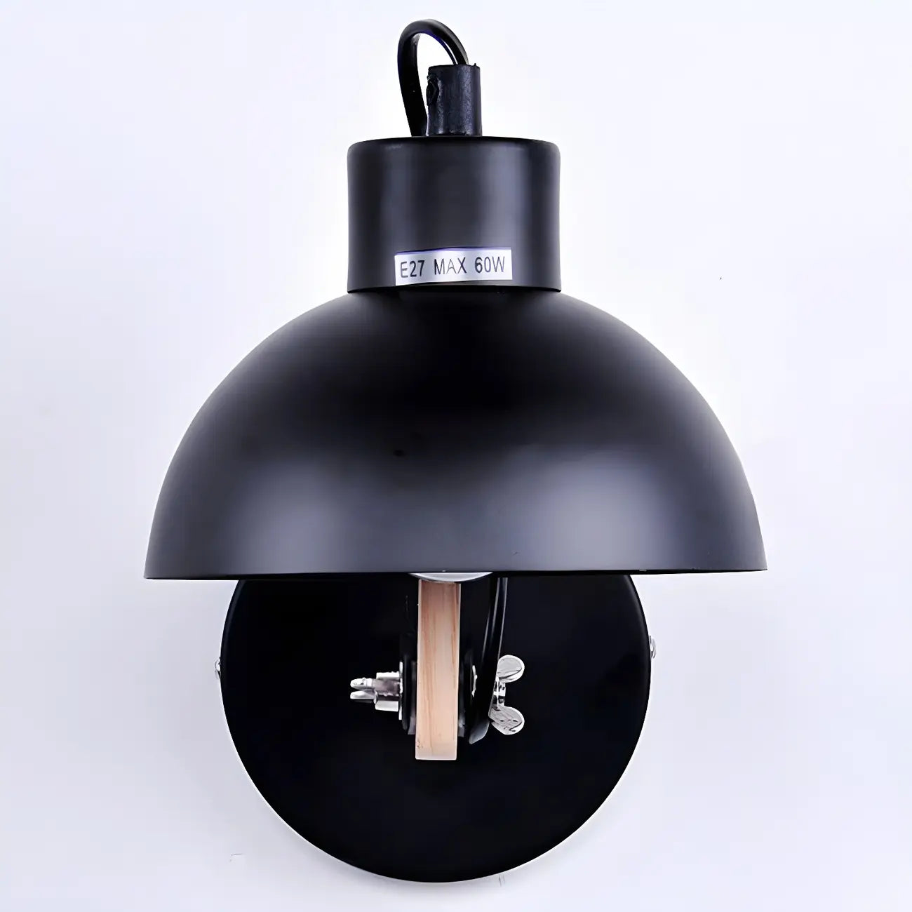 Stylish Natural Wood and White Metal Swing Arm Wall Light