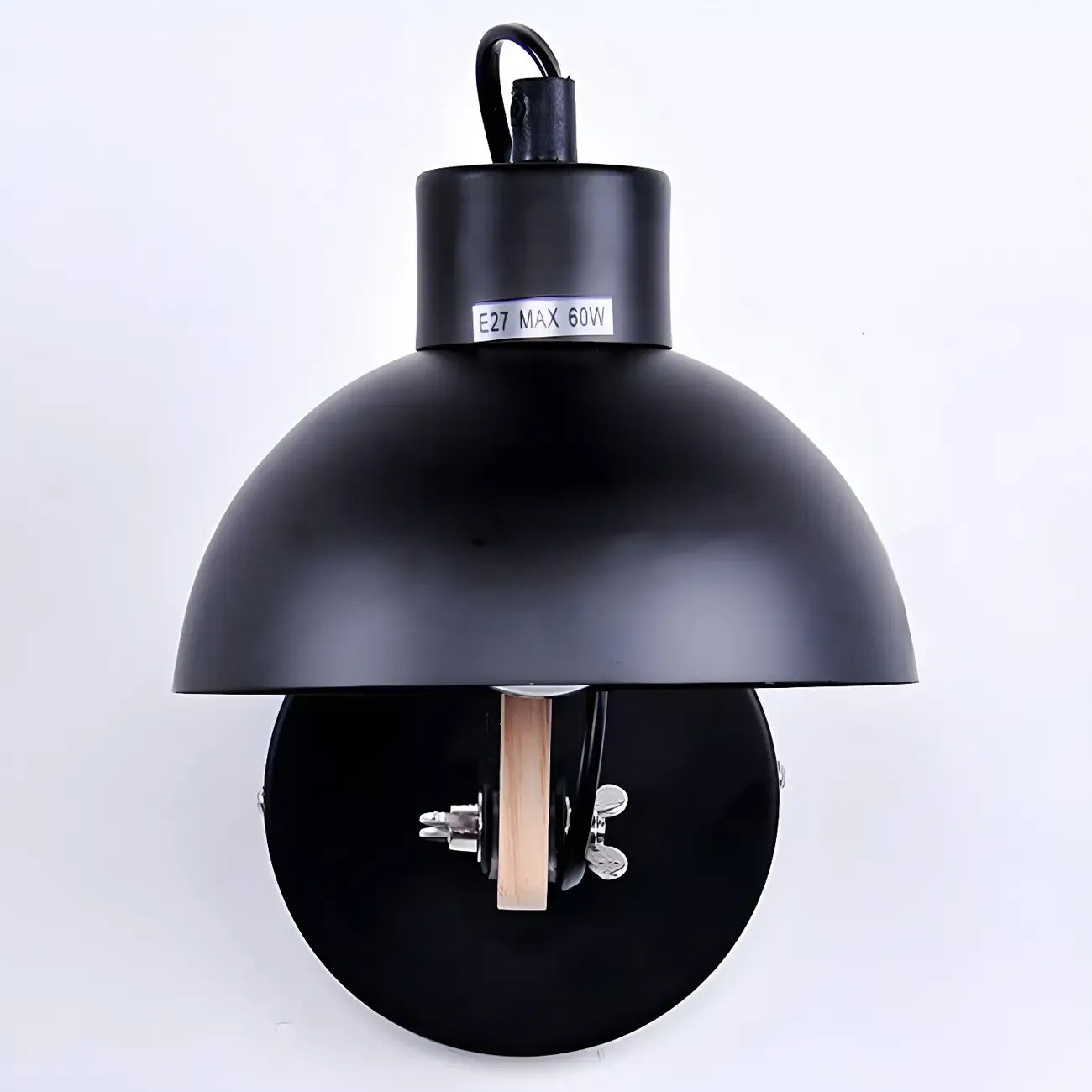 Stylish Natural Wood and White Metal Swing Arm Wall Light