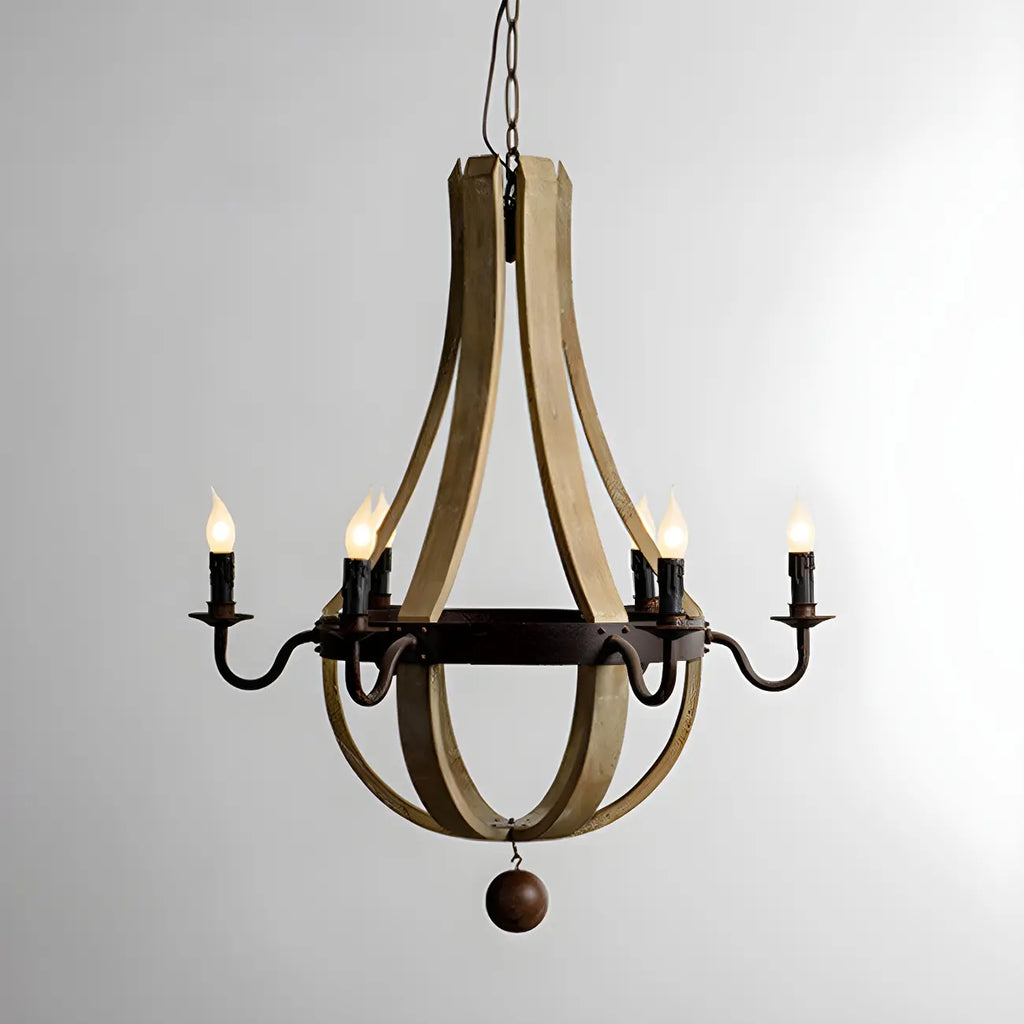 Modern Mid Century Orb Chandelier with Stone Candelabra