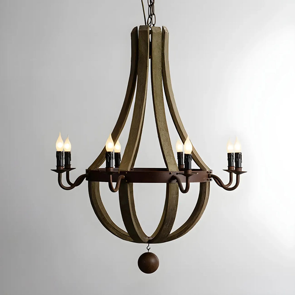 Modern Mid Century Orb Chandelier with Stone Candelabra
