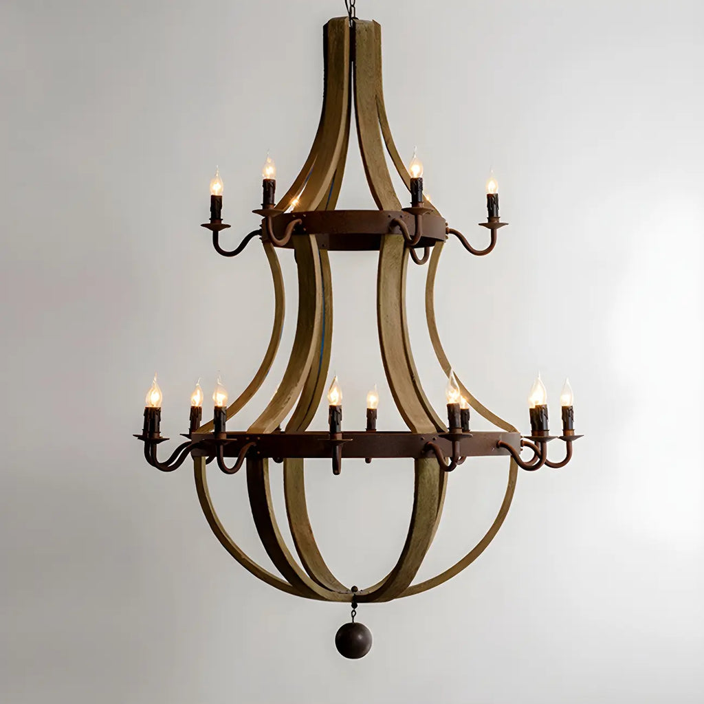 Modern Mid Century Orb Chandelier with Stone Candelabra