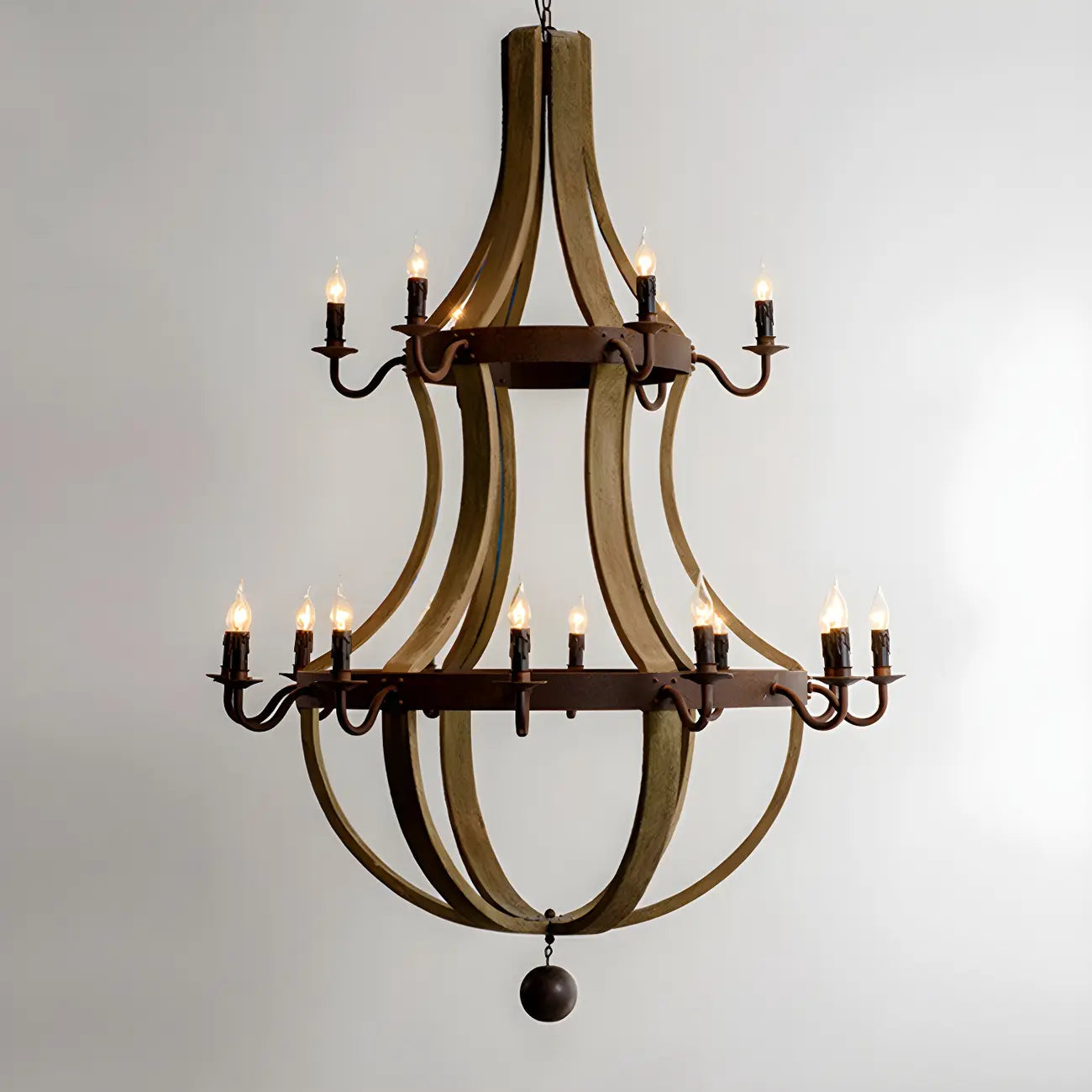Modern Mid Century Orb Chandelier with Stone Candelabra