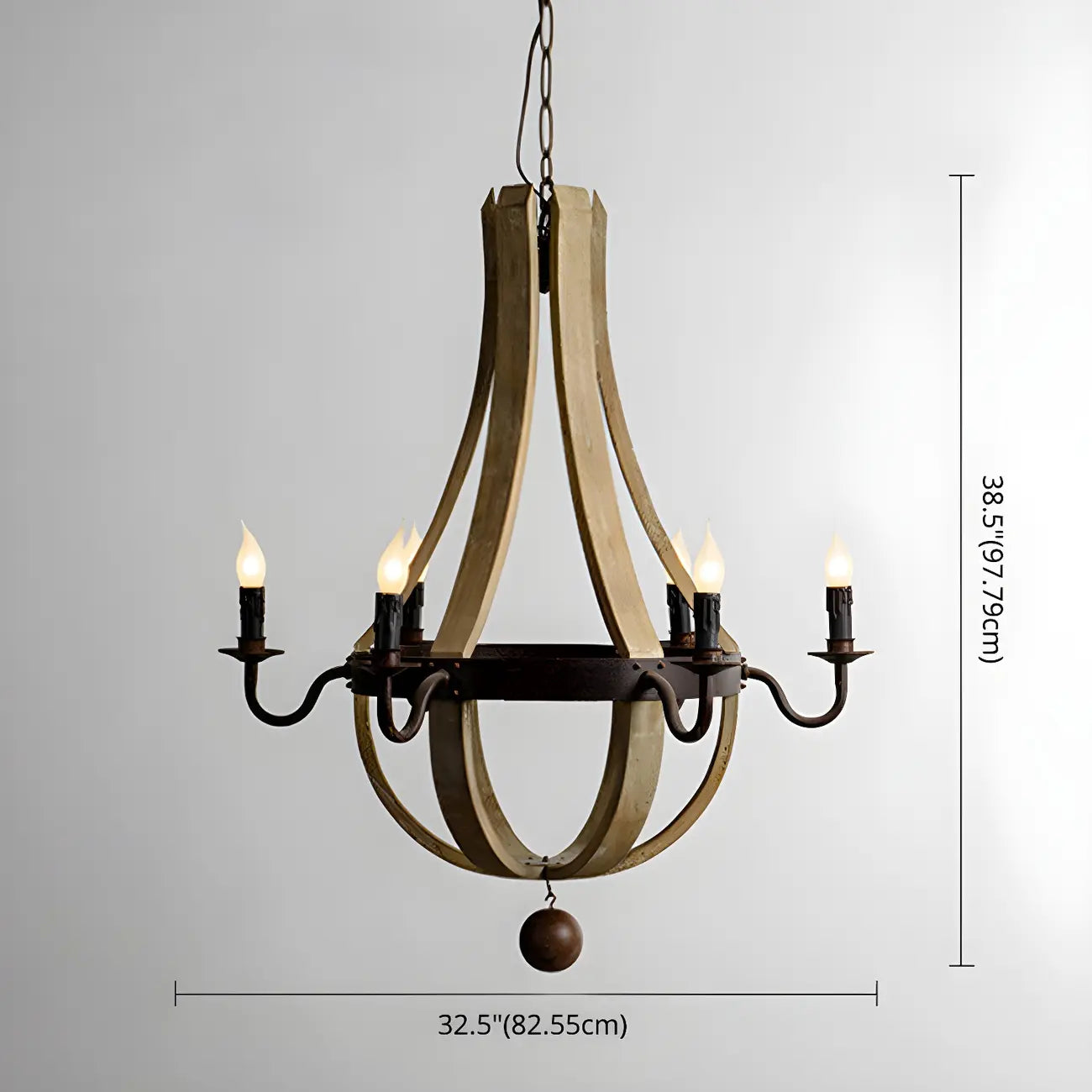 Modern Mid Century Orb Chandelier with Stone Candelabra