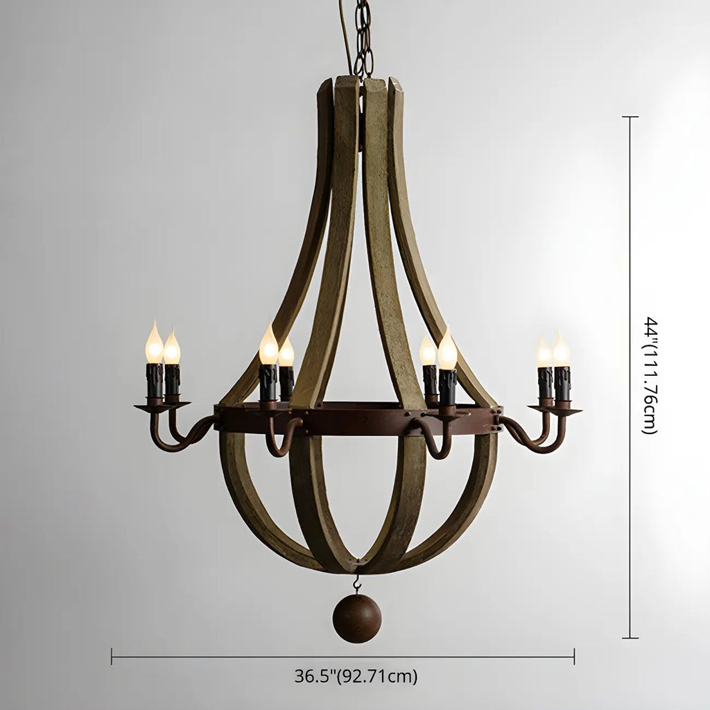 Modern Mid Century Orb Chandelier with Stone Candelabra