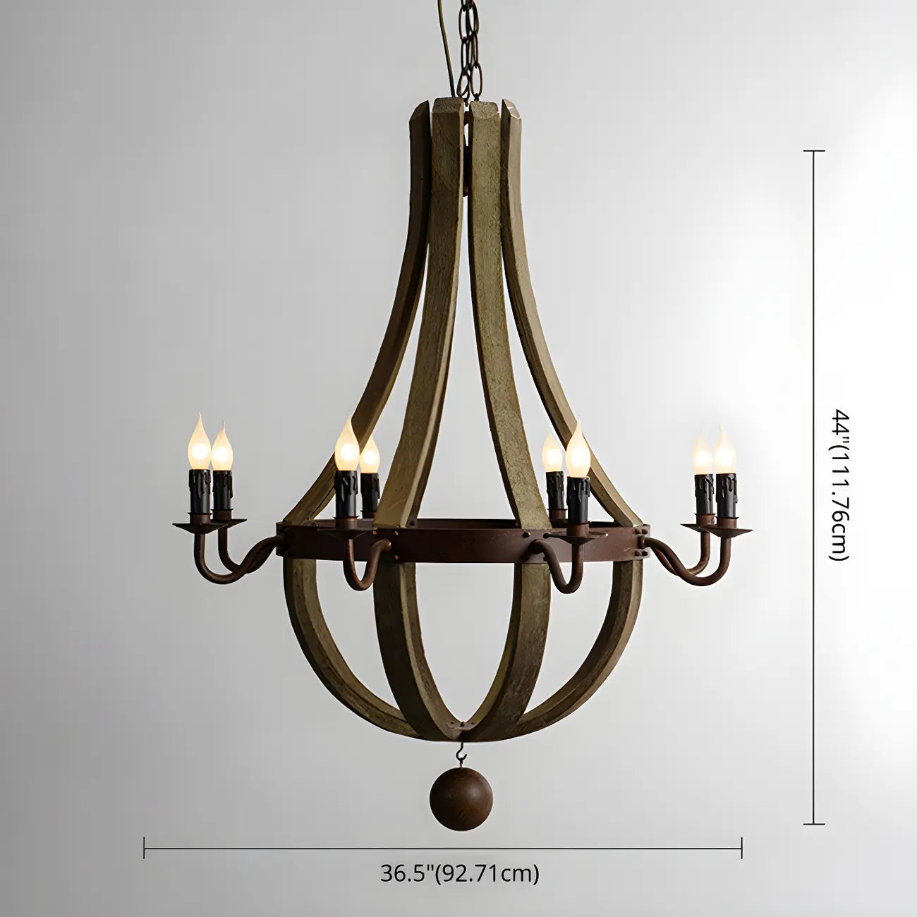 Modern Mid Century Orb Chandelier with Stone Candelabra