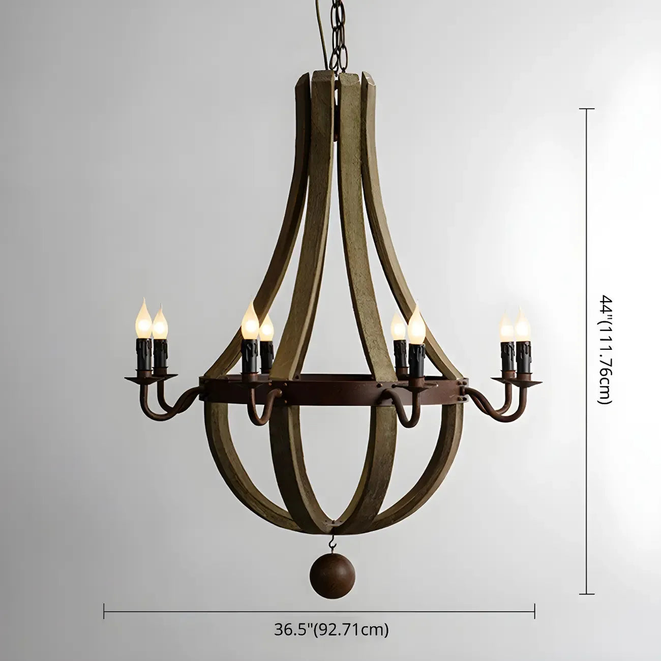 Modern Mid Century Orb Chandelier with Stone Candelabra