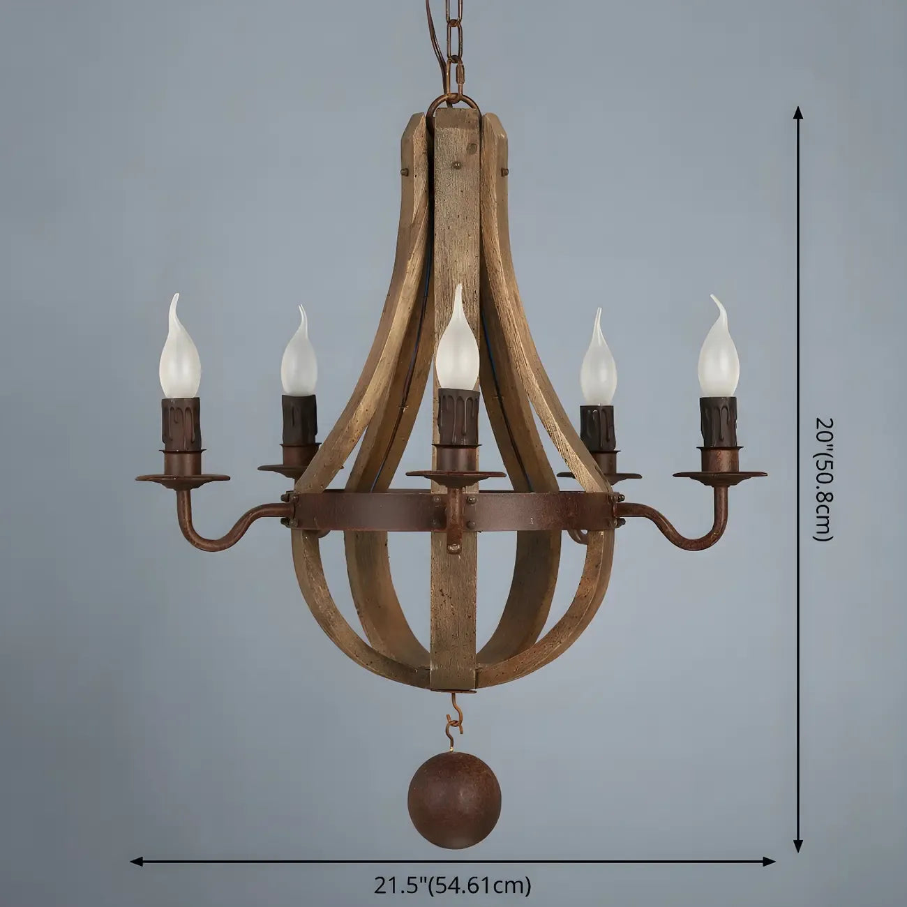 Modern Mid Century Orb Chandelier with Stone Candelabra