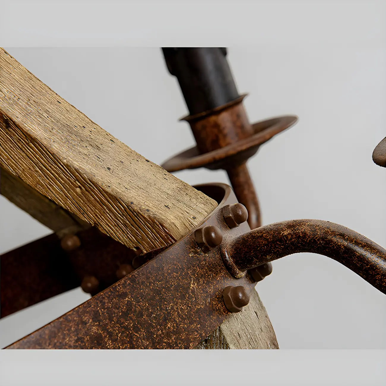 Modern Mid Century Orb Chandelier with Stone Candelabra