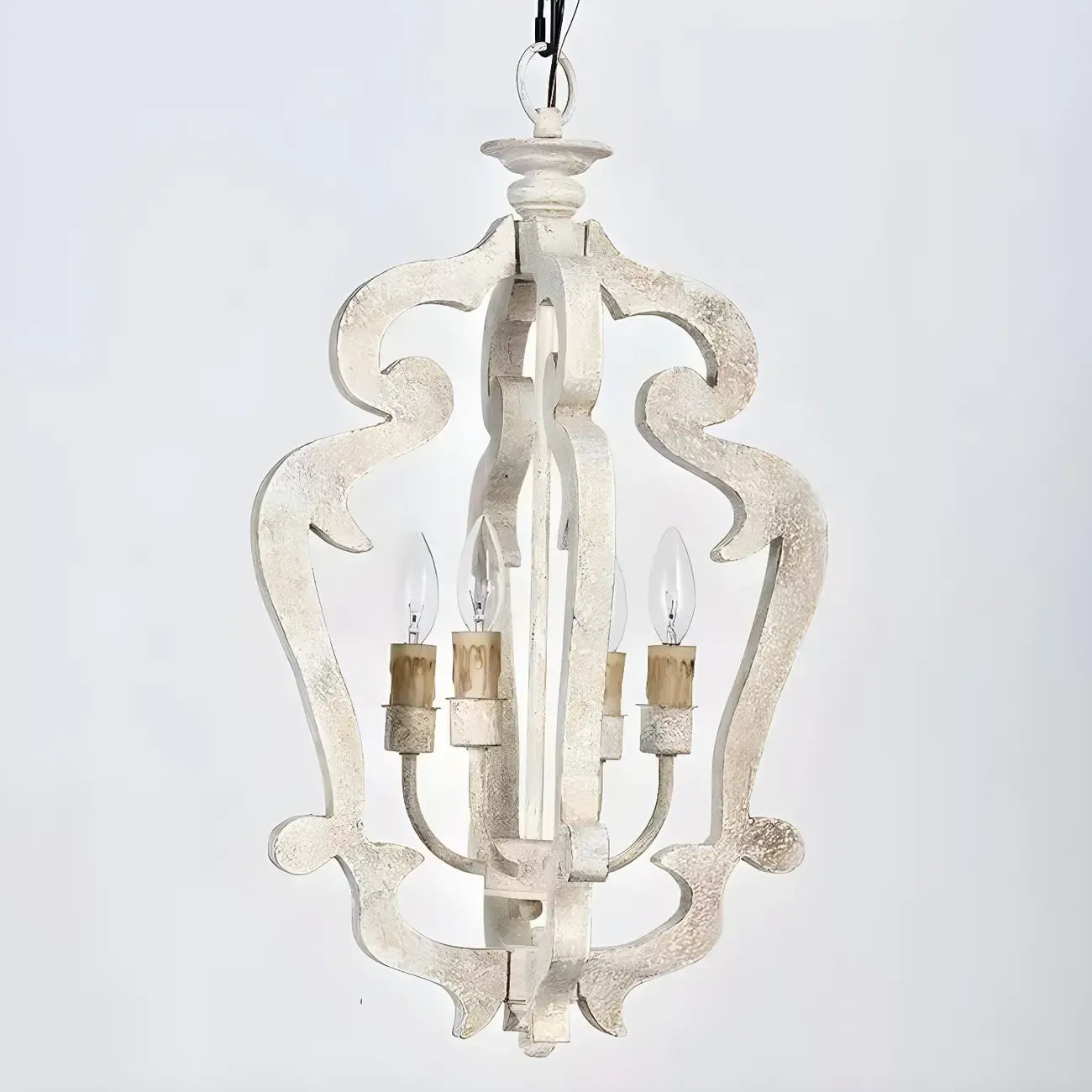 Wooden Rustic Candle Style Chandelier Vintage Design