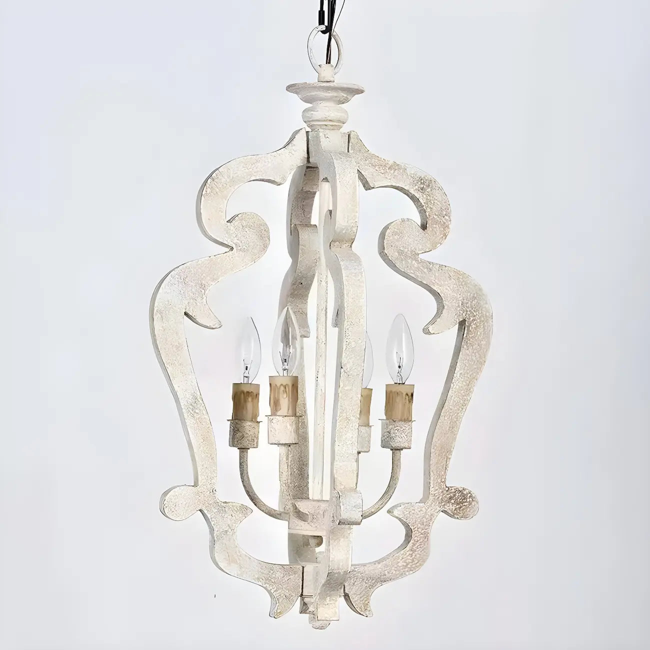 Wooden Rustic Candle Style Chandelier Vintage Design