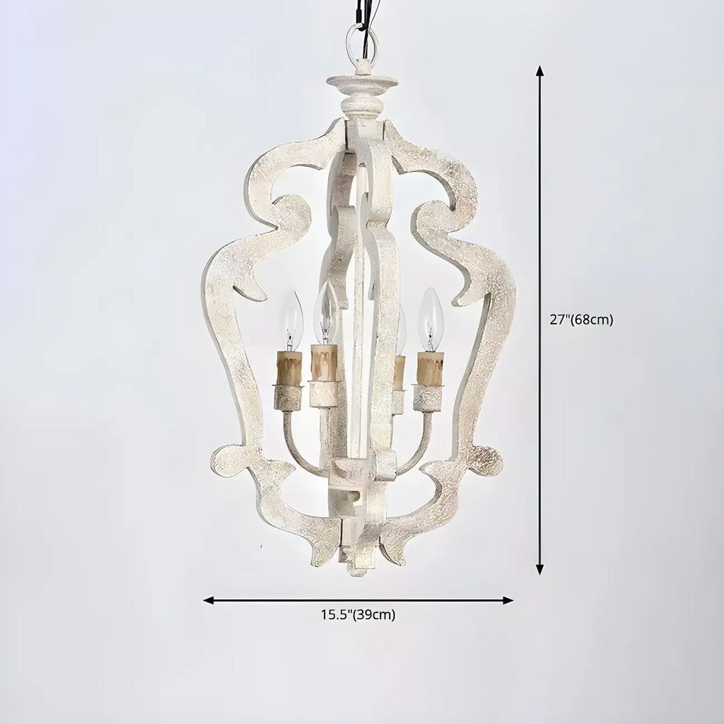 Wooden Rustic Candle Style Chandelier Vintage Design