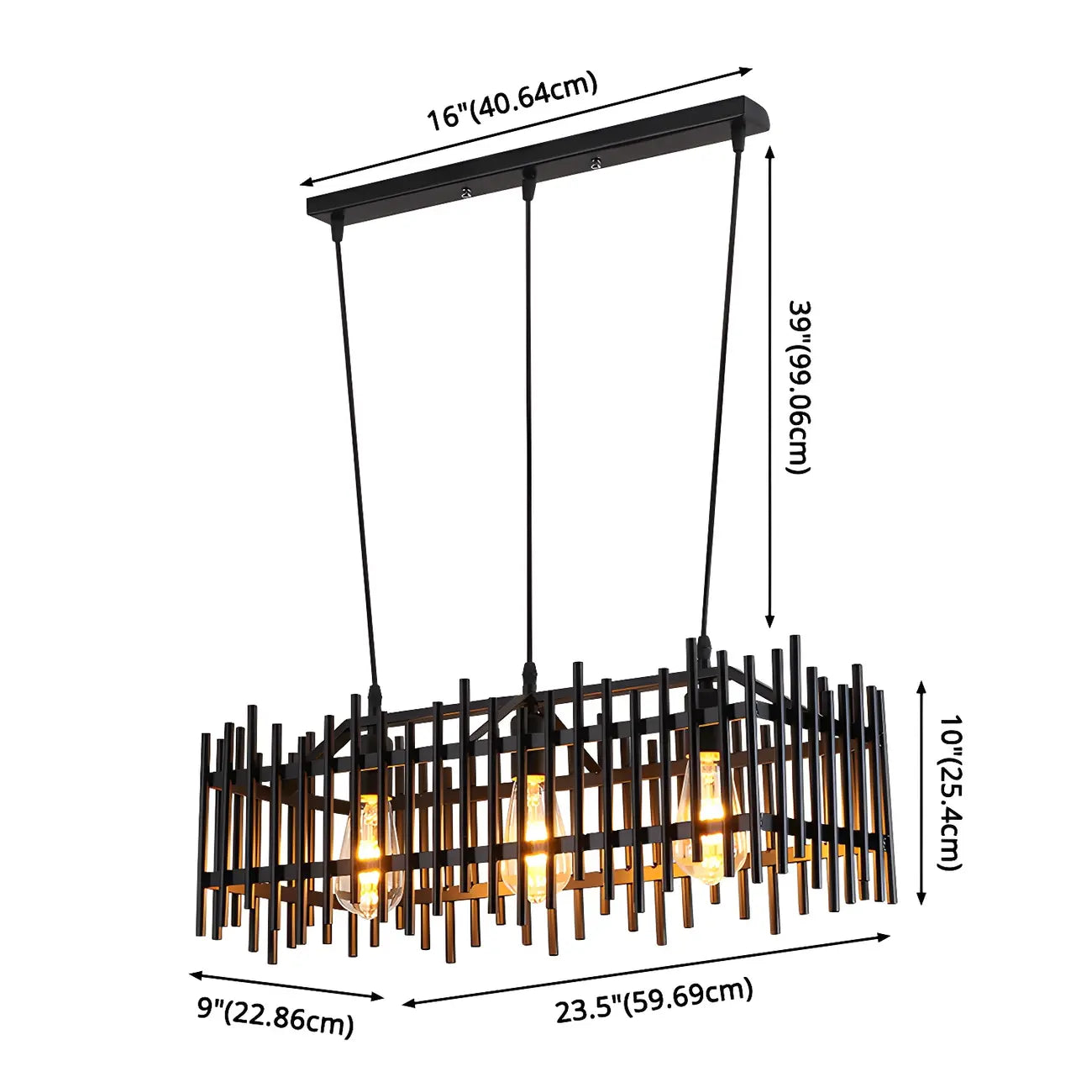 Industrial Black Metal Cage Chandelier for Kitchen