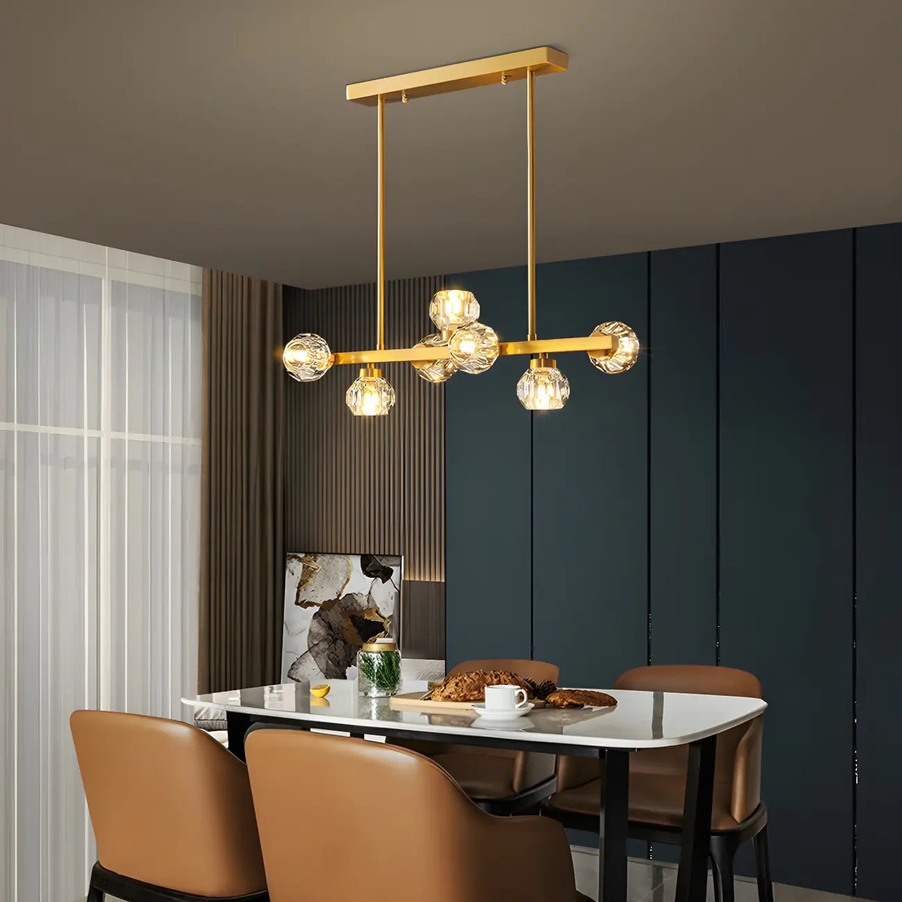Modern Gold Crystal Chandelier for Kitchen Island