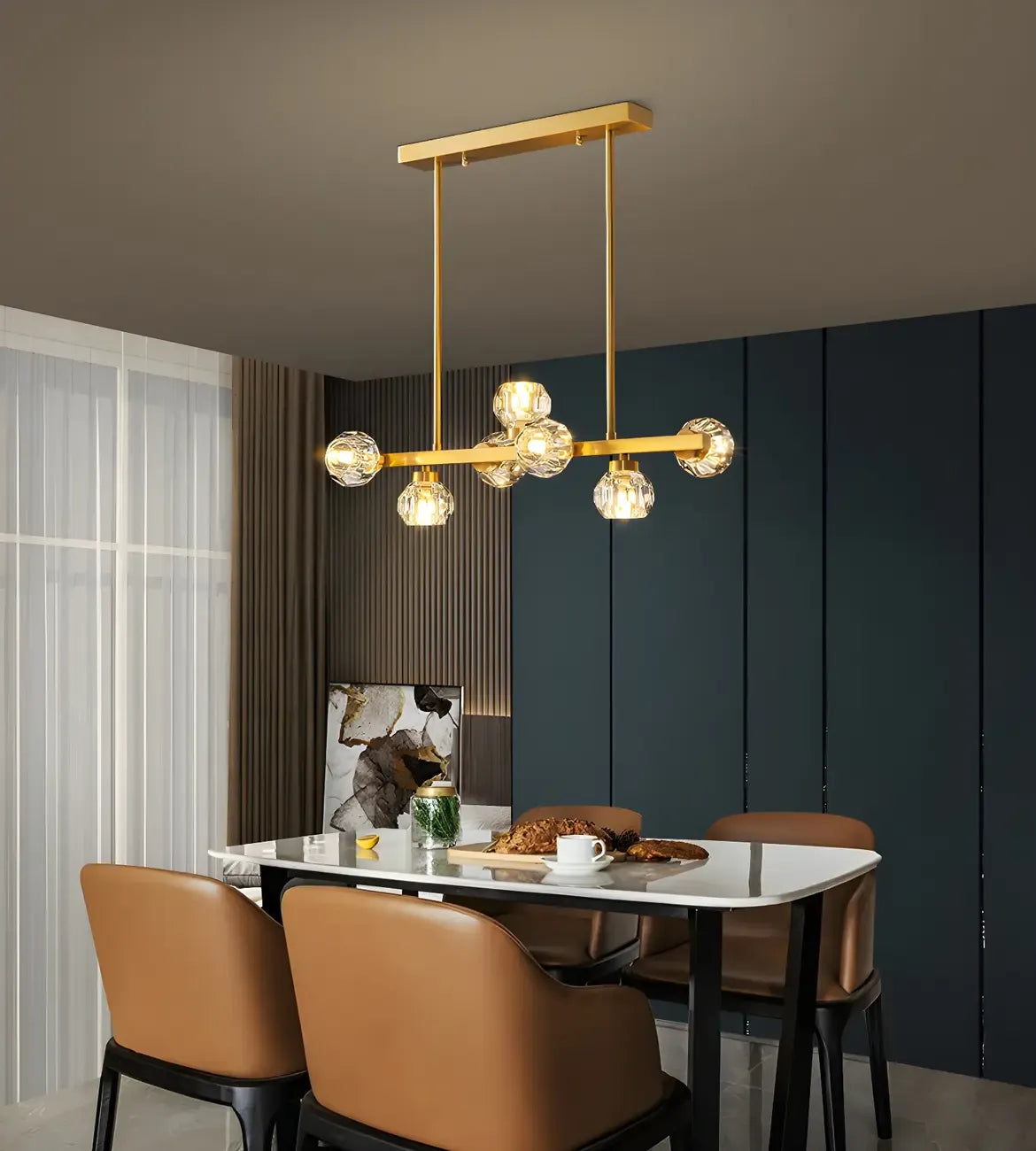 Modern Gold Crystal Chandelier for Kitchen Island