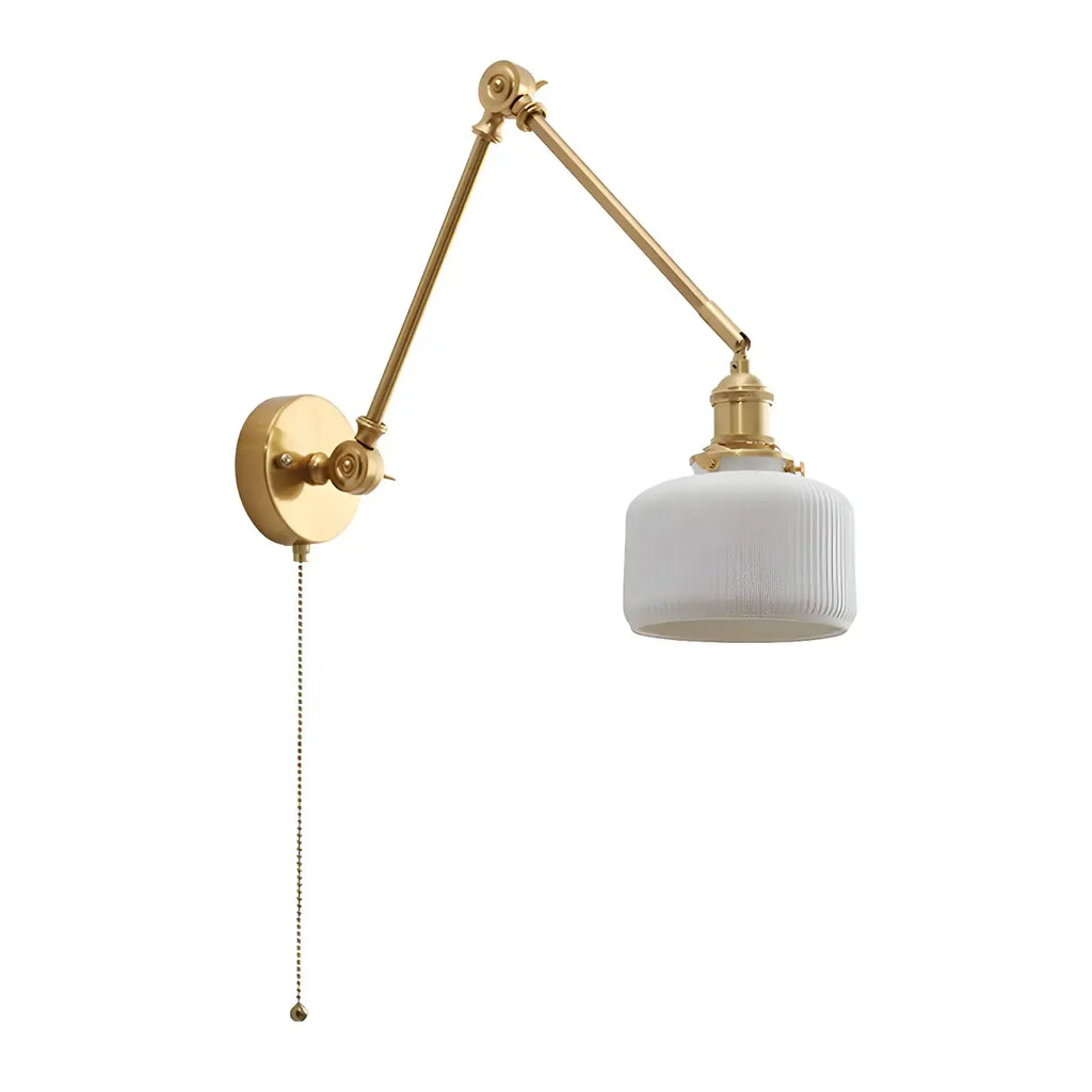 Classic Gold Metal Swing Arm Ceramics Shade Wall Light