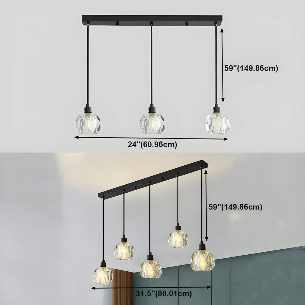 Modern Crystal Globe Island Lights for Kitchen Area