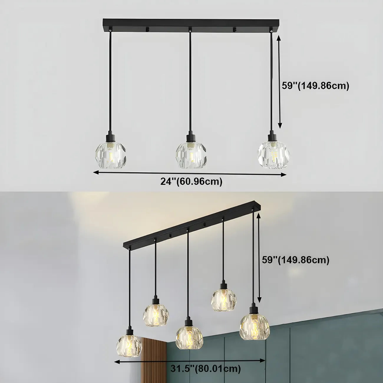 Modern Crystal Globe Island Lights for Kitchen Area