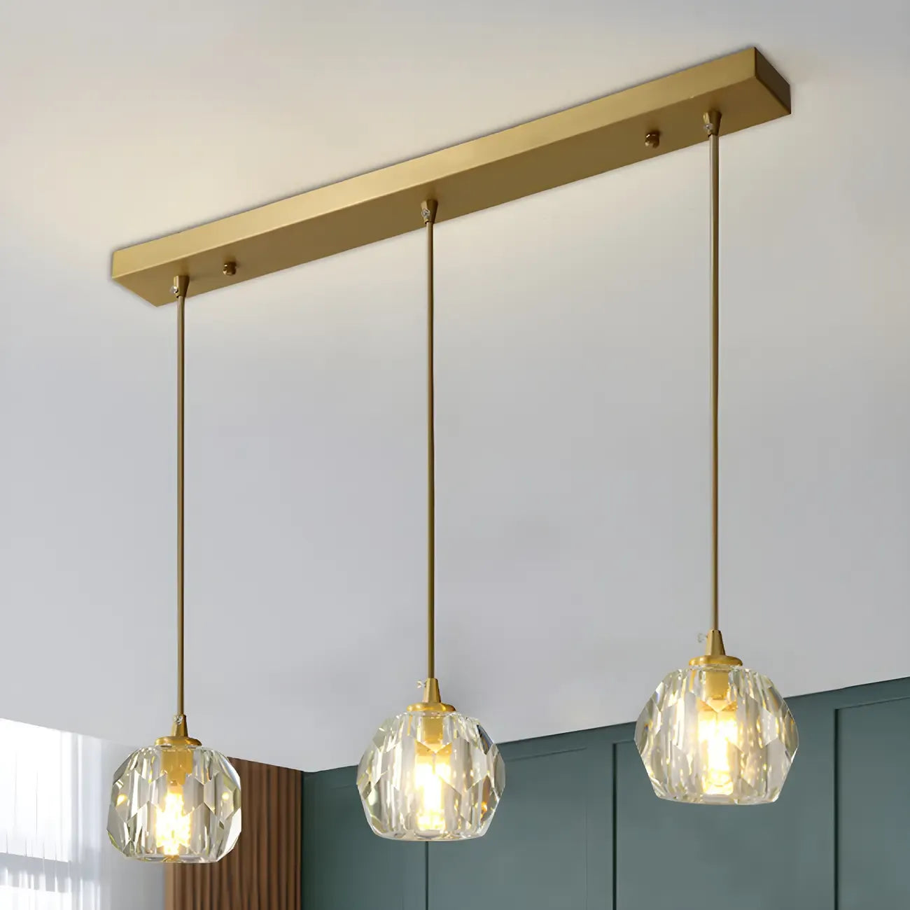 Modern Crystal Globe Island Lights for Kitchen Area