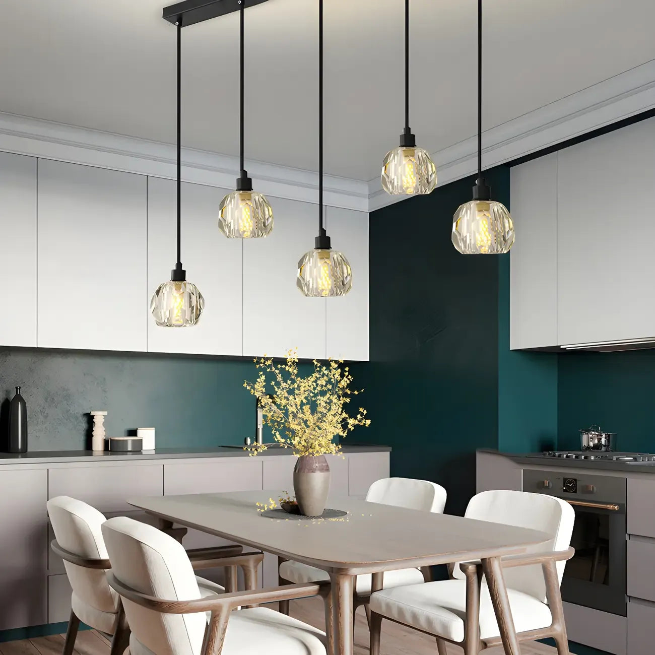 Modern Crystal Globe Island Lights for Kitchen Area