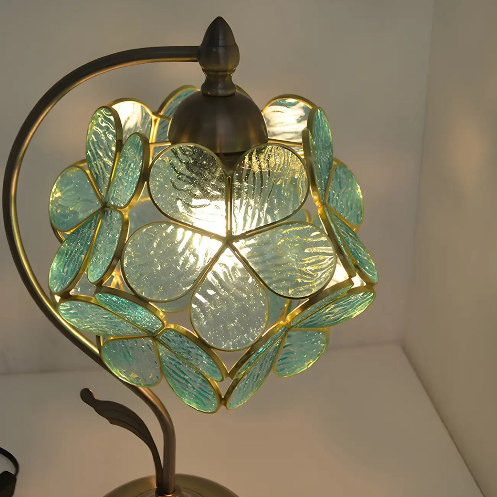 Vintage Stained Glass Flower Petal Table Lamp
