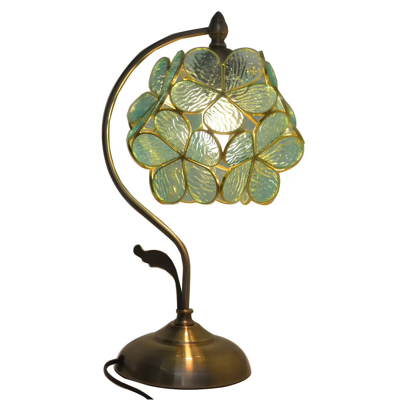 Vintage Stained Glass Flower Petal Table Lamp