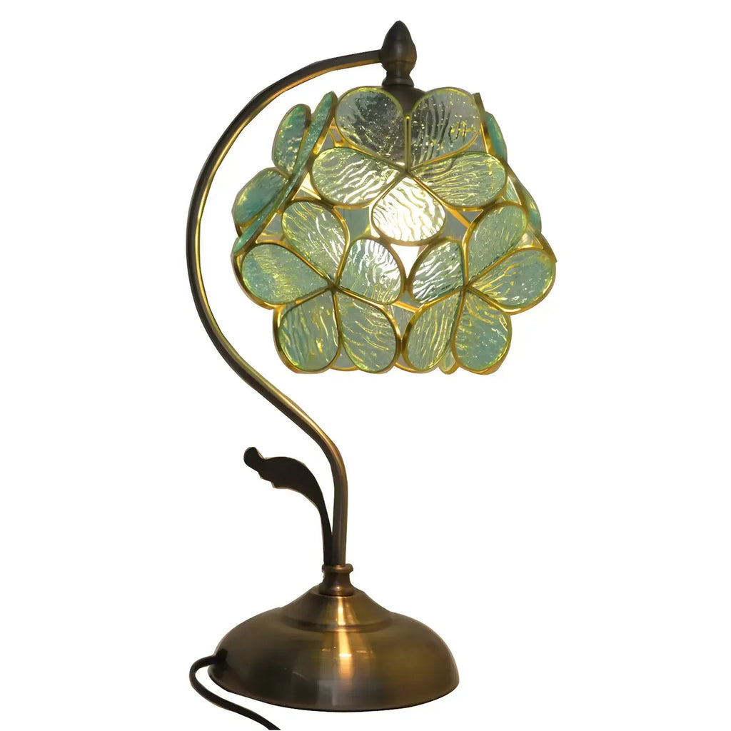 Vintage Stained Glass Flower Petal Table Lamp