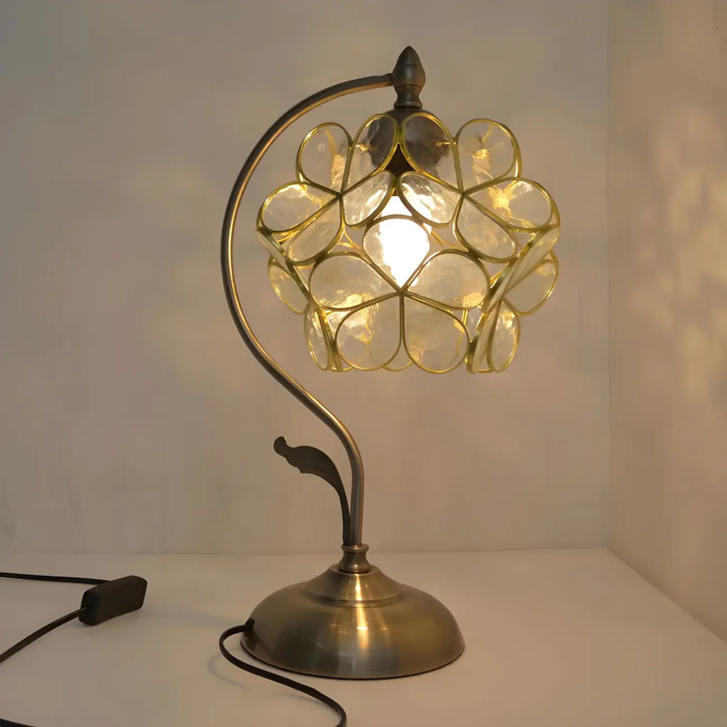 Vintage Stained Glass Flower Petal Table Lamp