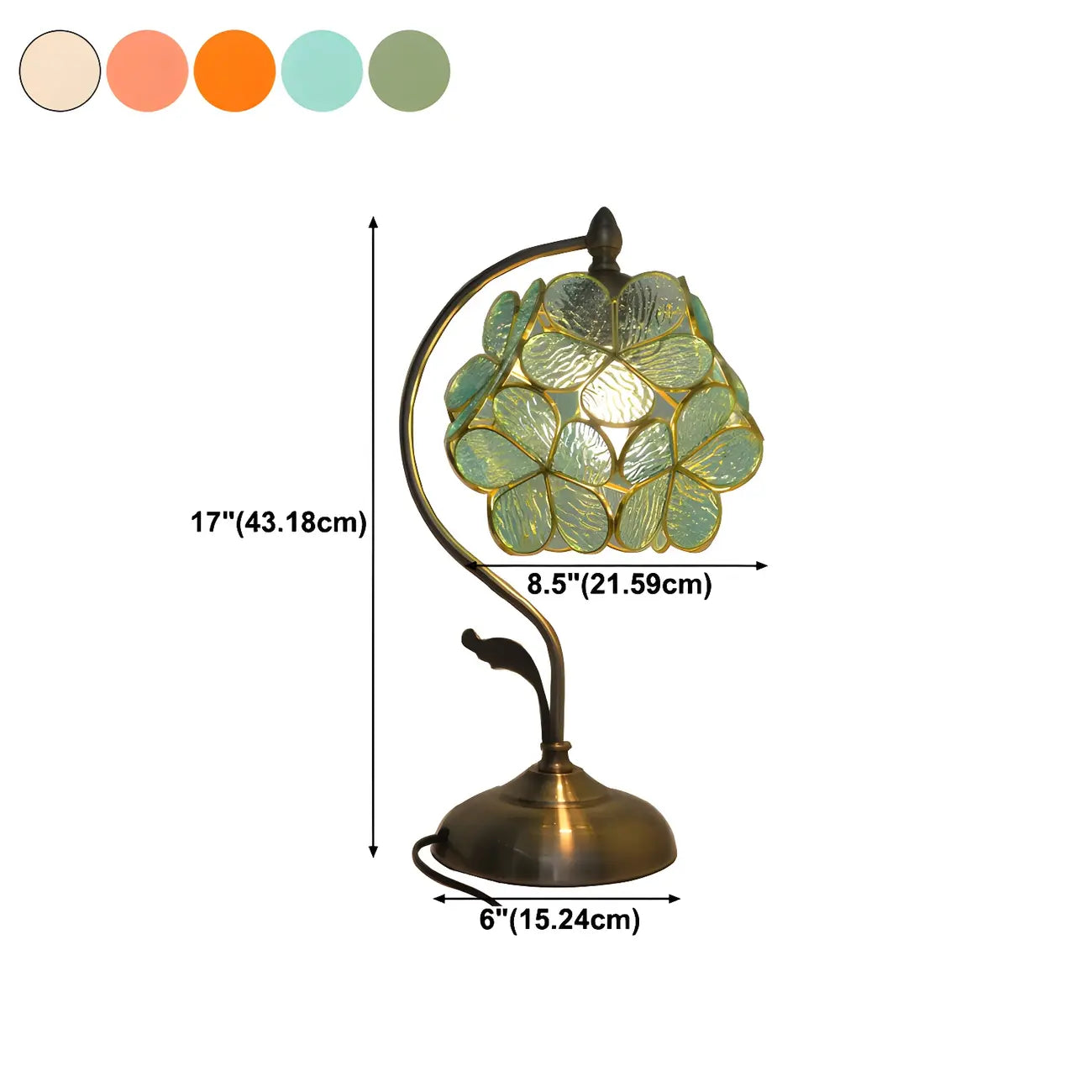 Vintage Stained Glass Flower Petal Table Lamp