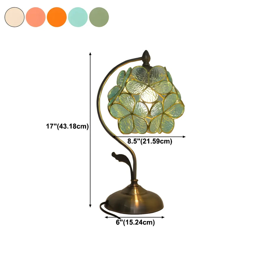 Vintage Stained Glass Flower Petal Table Lamp