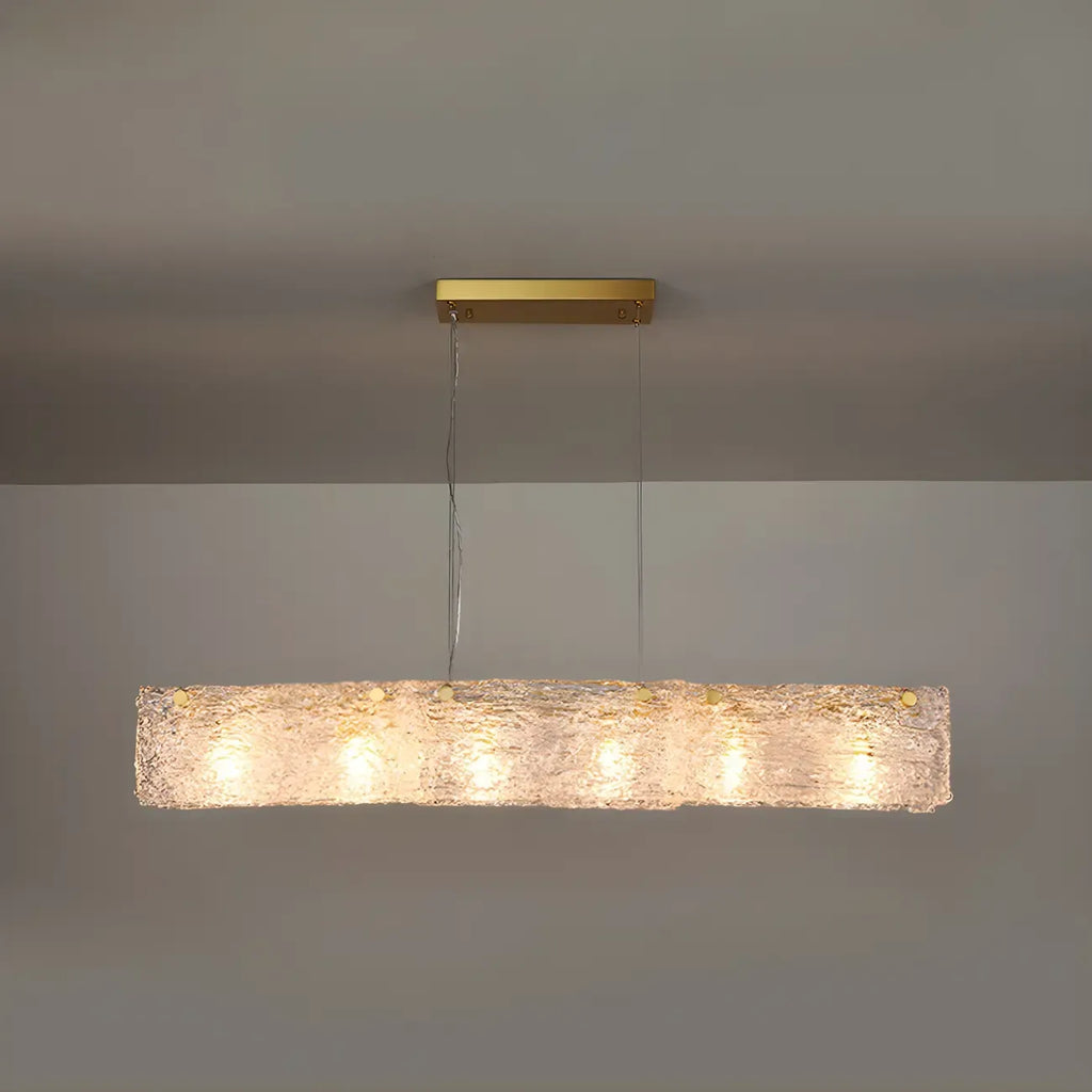 Rectangle Large Gold Glass Island Pendant Light