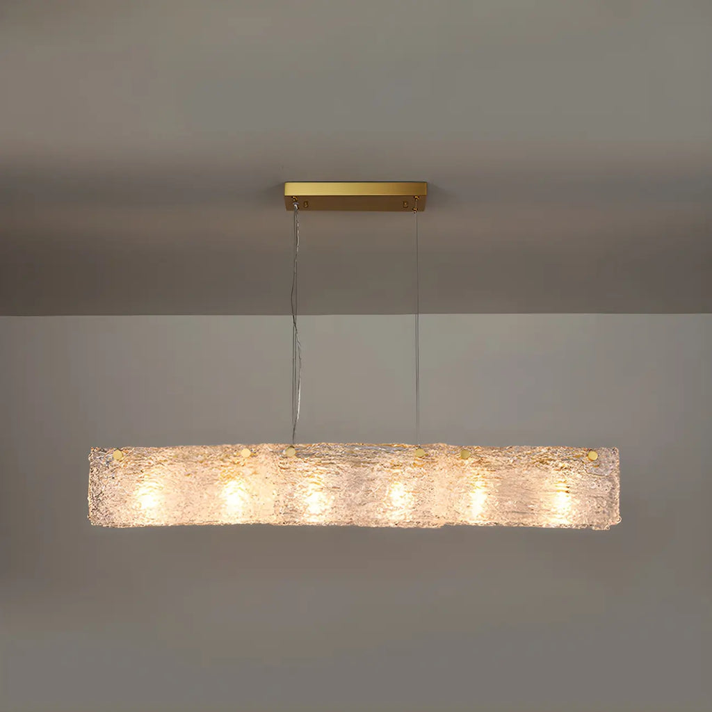 Rectangle Large Gold Glass Island Pendant Light