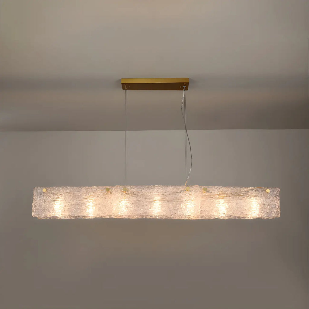 Rectangle Large Gold Glass Island Pendant Light