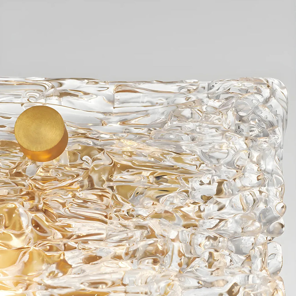 Rectangle Large Gold Glass Island Pendant Light